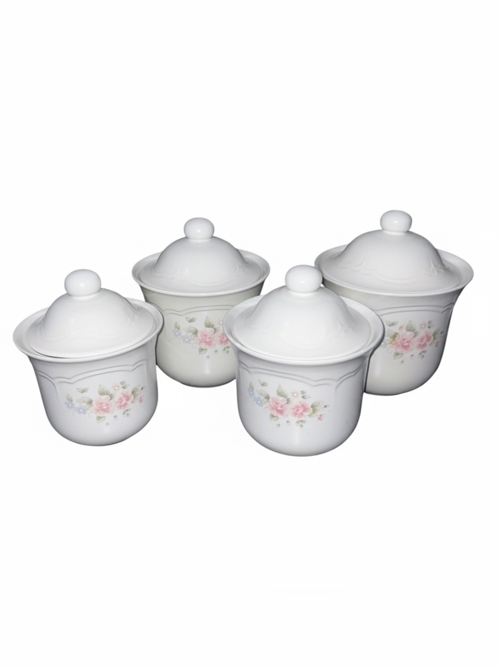Vintage Pfaltzgraff Tea Rose stoneware Floral canisters with Lids